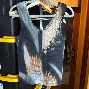 Nicola 90's Crinkle Stretch Top Black Gray Brown Size Medium